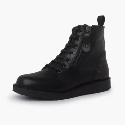 Menina Pisamonas Botas Pele E Tachas Com Duplo Fecho De Correr