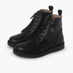 Menina Pisamonas Botas Pele E Tachas Com Duplo Fecho De Correr