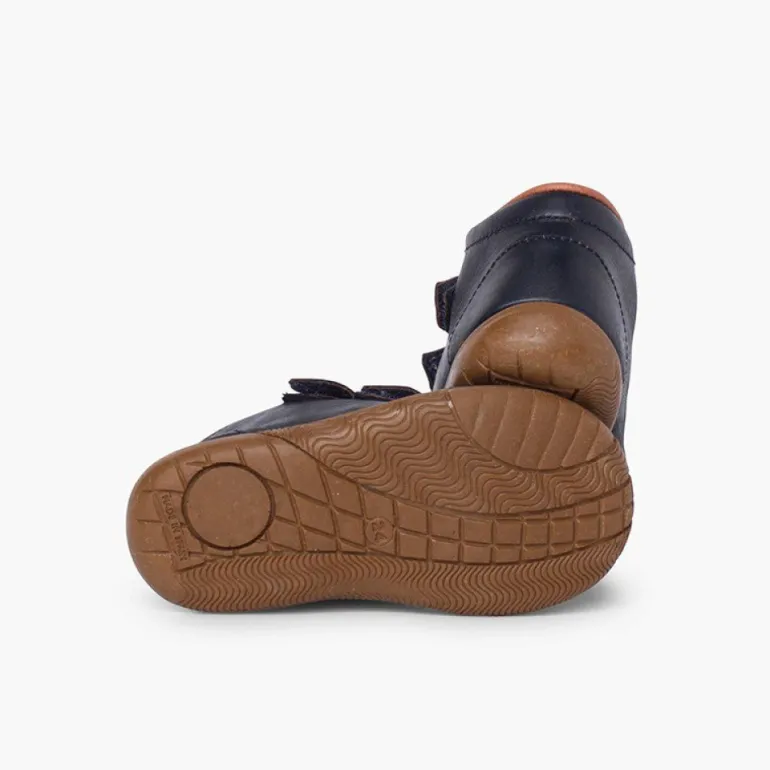 Menino Pisamonas Botas Pele Meninos Duplo Fecho Biqueira Reforcada