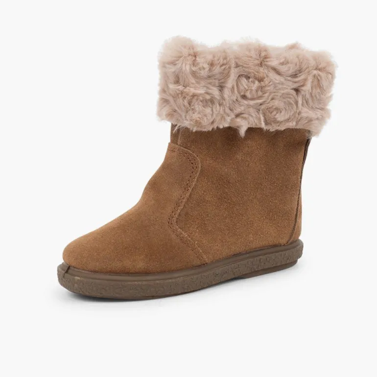 Menina Pisamonas Botas Pelo Meio Cano Com Fecho-Eclair