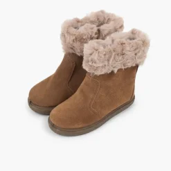 Menina Pisamonas Botas Pelo Meio Cano Com Fecho-Eclair
