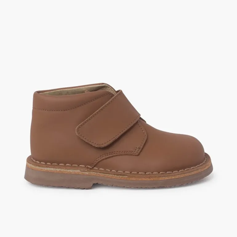 Menina Pisamonas Botas Safari Pele Com Tiras Aderentes