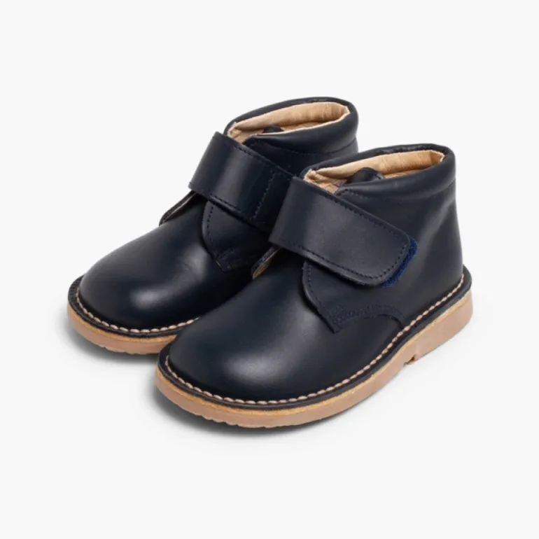 Menina Pisamonas Botas Safari Pele Com Tiras Aderentes