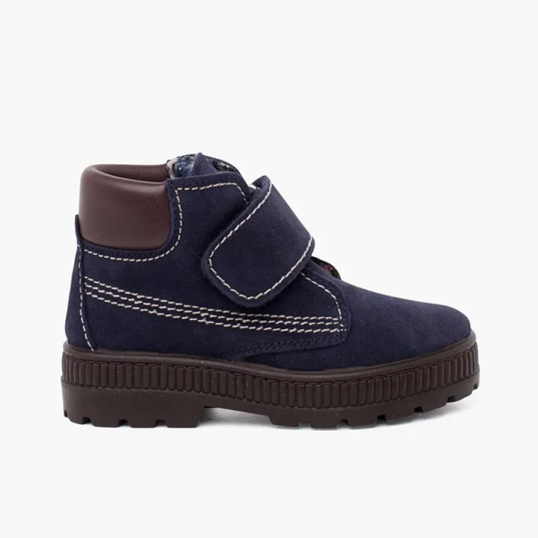 Menina Pisamonas Botas Sola Track Fecho Aderente Pespontos