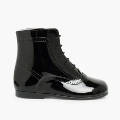 Menina Pisamonas Botas Verniz Atacadores