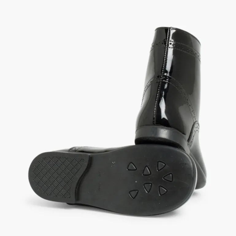 Menina Pisamonas Botas Verniz Atacadores