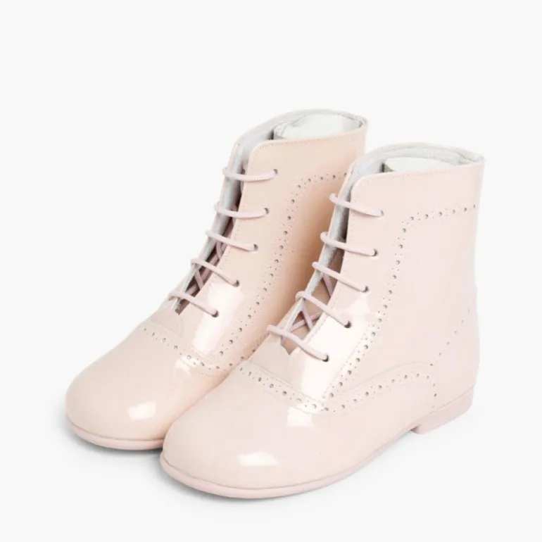 Menina Pisamonas Botas Verniz Atacadores