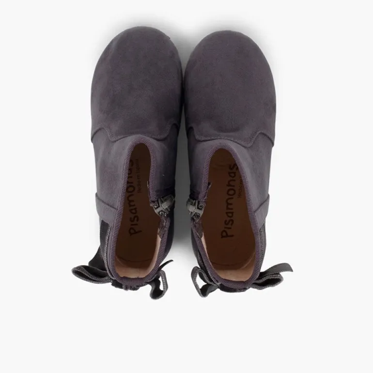 Menina Pisamonas Botins Com Laco Veludo E Fecho-Eclair