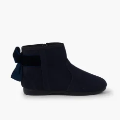 Menina Pisamonas Botins Com Laco Veludo E Fecho-Eclair