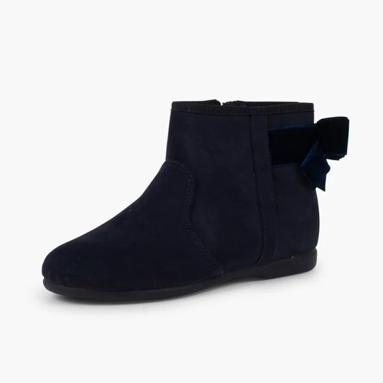 Menina Pisamonas Botins Com Laco Veludo E Fecho-Eclair