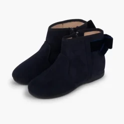 Menina Pisamonas Botins Com Laco Veludo E Fecho-Eclair