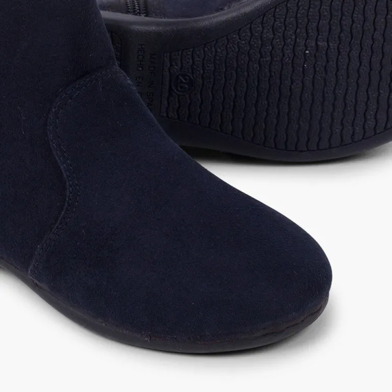Menina Pisamonas Botins Com Laco Veludo E Fecho-Eclair