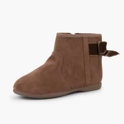 Menina Pisamonas Botins Com Laco Veludo E Fecho-Eclair