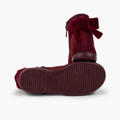Menina Pisamonas Botins Com Laco Veludo E Fecho-Eclair