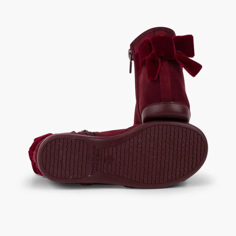 Menina Pisamonas Botins Com Laco Veludo E Fecho-Eclair