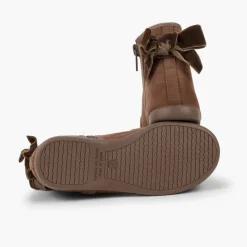 Menina Pisamonas Botins Com Laco Veludo E Fecho-Eclair