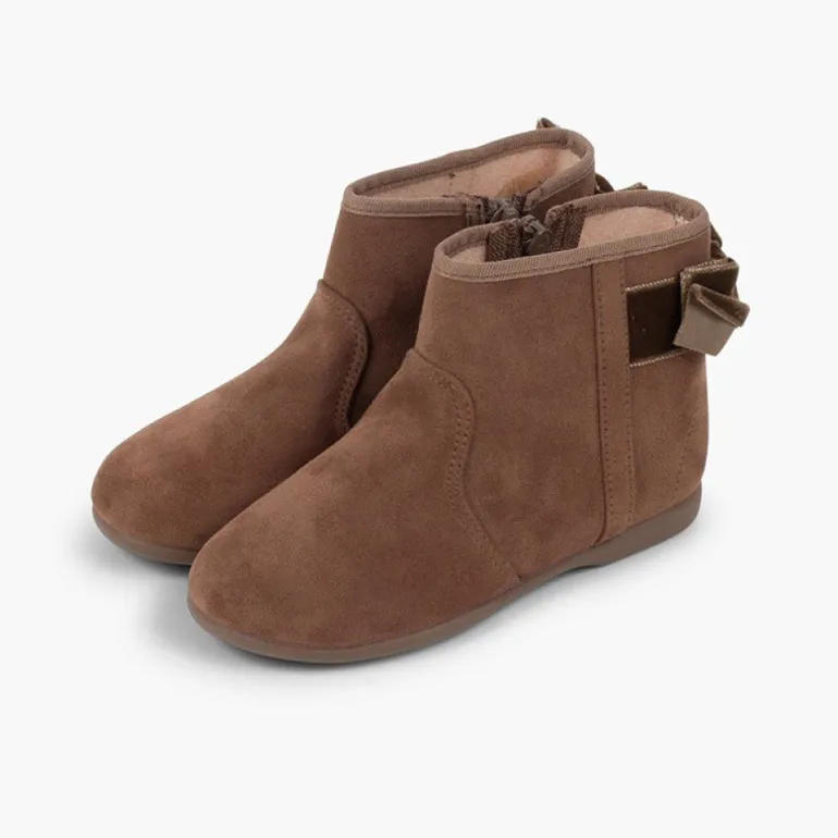 Menina Pisamonas Botins Com Laco Veludo E Fecho-Eclair