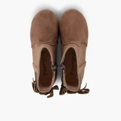 Menina Pisamonas Botins Com Laco Veludo E Fecho-Eclair