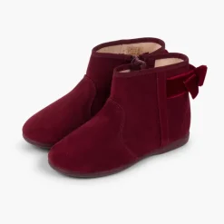 Menina Pisamonas Botins Com Laco Veludo E Fecho-Eclair