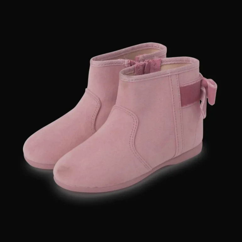 Menina Pisamonas Botins Com Laco Veludo E Fecho-Eclair