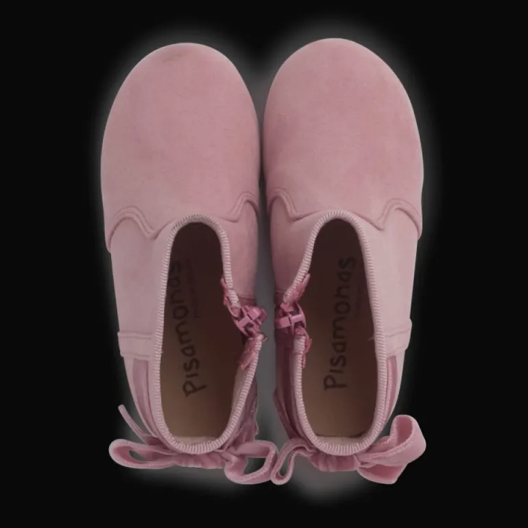 Menina Pisamonas Botins Com Laco Veludo E Fecho-Eclair