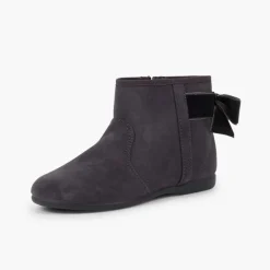Menina Pisamonas Botins Com Laco Veludo E Fecho-Eclair