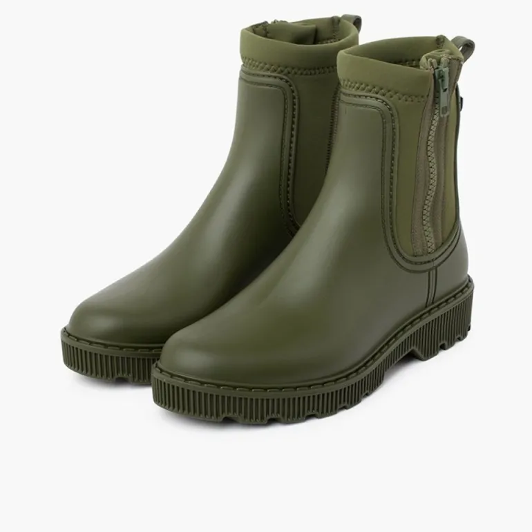 Menina Pisamonas Botins Galocha Crianca E Mulher Fecho-Eclair Lateral
