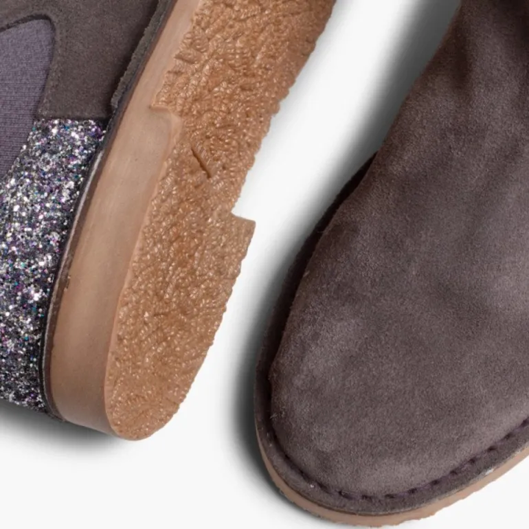 Menina Pisamonas Botins Menina Camurca Com Traseira Glitter