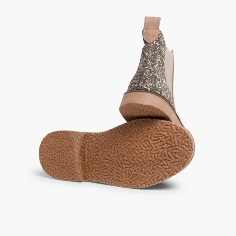 Menina Pisamonas Botins Menina Camurca Com Traseira Glitter