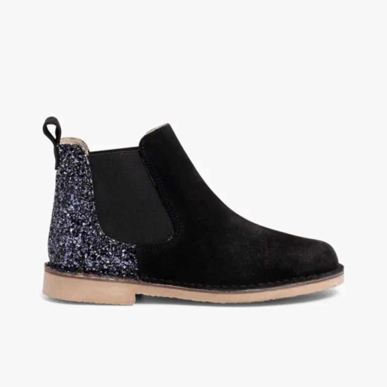 Menina Pisamonas Botins Menina Camurca Com Traseira Glitter