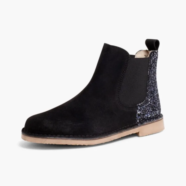 Menina Pisamonas Botins Menina Camurca Com Traseira Glitter