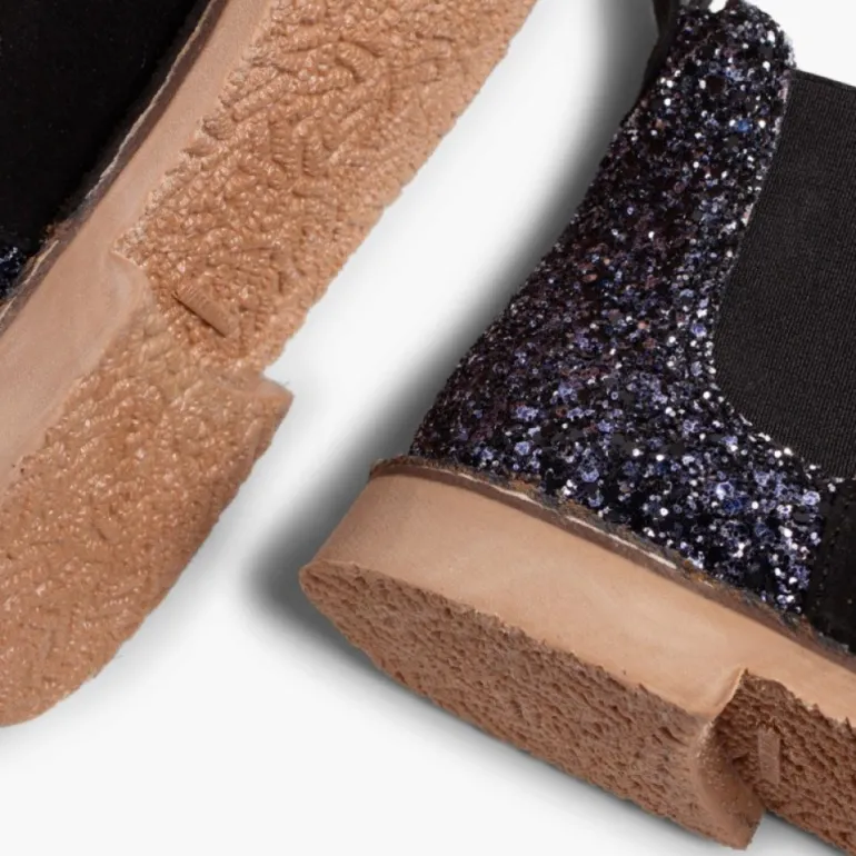 Menina Pisamonas Botins Menina Camurca Com Traseira Glitter