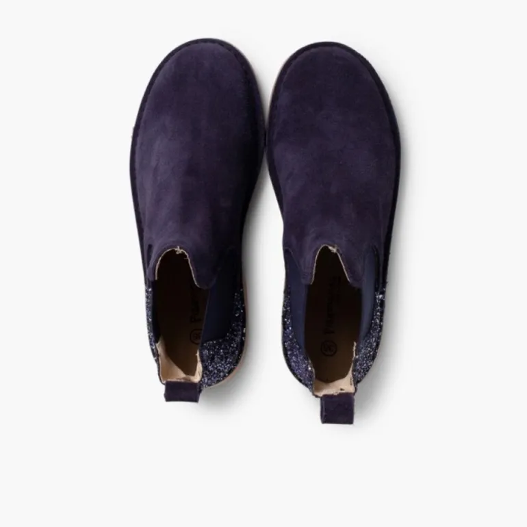 Menina Pisamonas Botins Menina Camurca Com Traseira Glitter