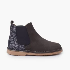Menina Pisamonas Botins Menina Camurca Com Traseira Glitter