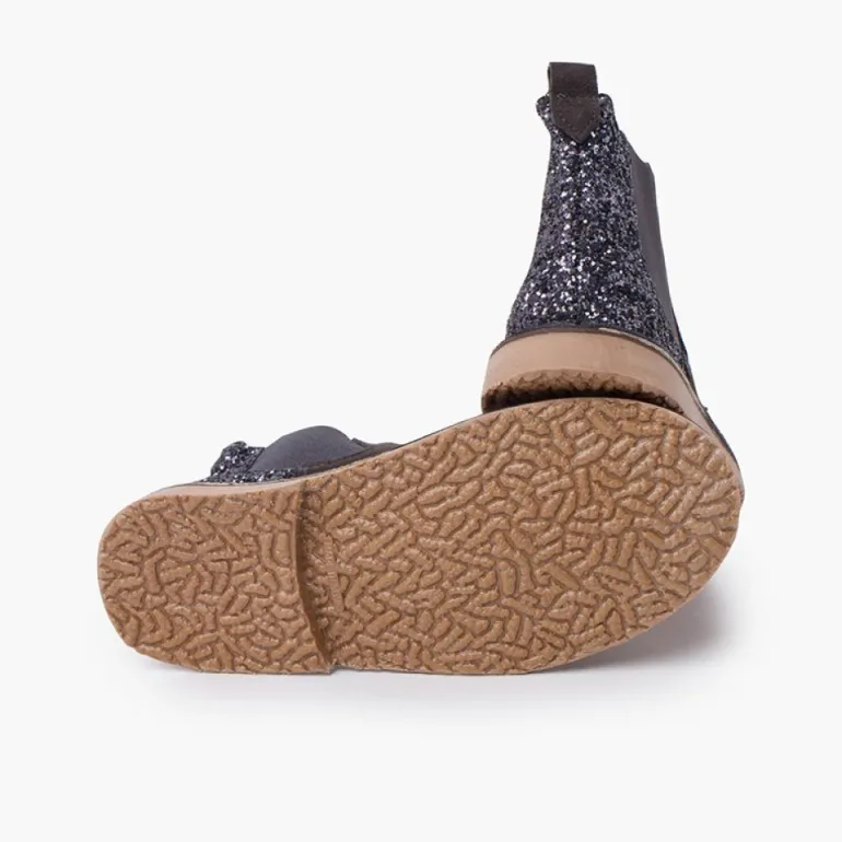 Menina Pisamonas Botins Menina Camurca Com Traseira Glitter