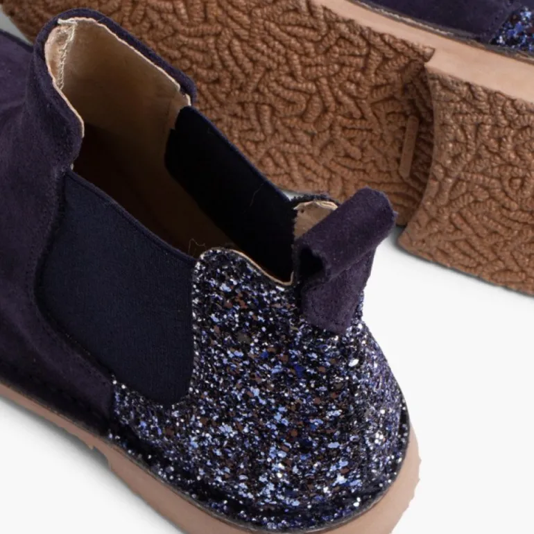 Menina Pisamonas Botins Menina Camurca Com Traseira Glitter
