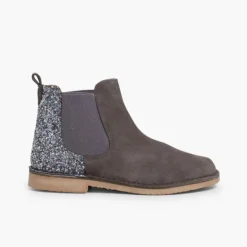 Menina Pisamonas Botins Menina Camurca Com Traseira Glitter
