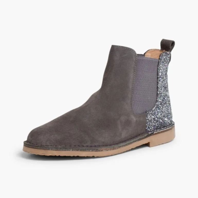 Menina Pisamonas Botins Menina Camurca Com Traseira Glitter