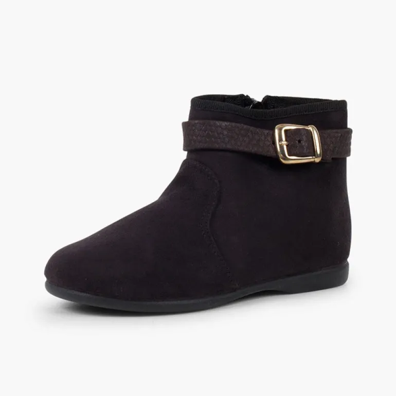 Menina Pisamonas Botins Menina Fivela Com Fecho-Eclair