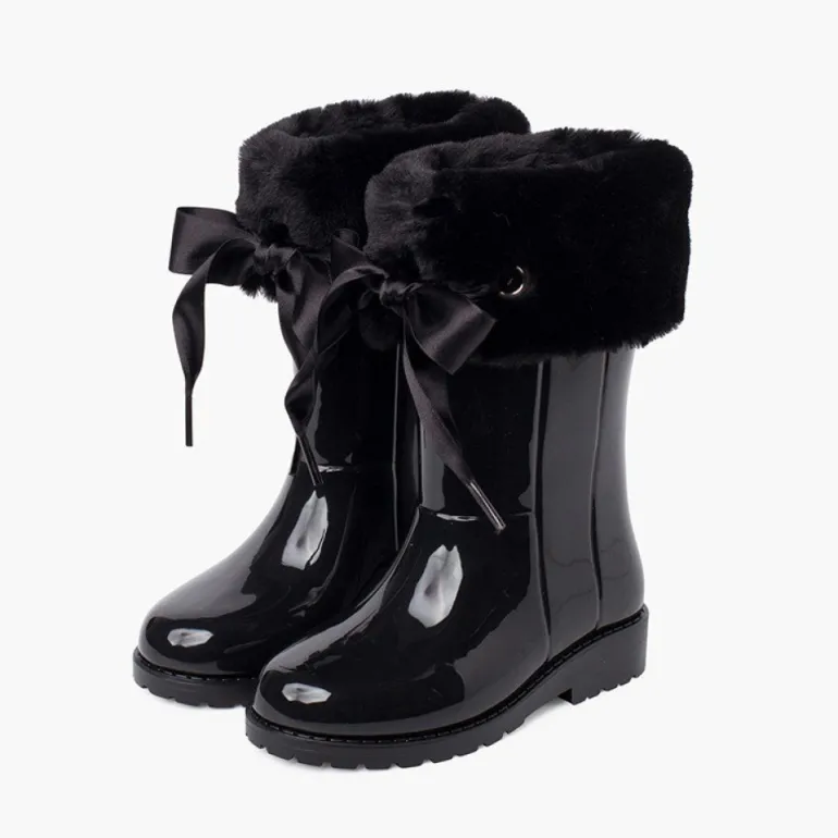 Menina Pisamonas Galochas Campera Rebordo Pelo Suave E Laco
