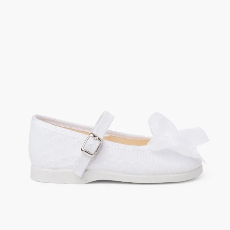 Menina Pisamonas Mercedita Linho Fivela Laco Organza
