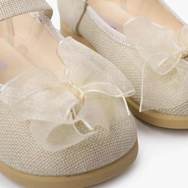 Menina Pisamonas Mercedita Linho Fivela Laco Organza