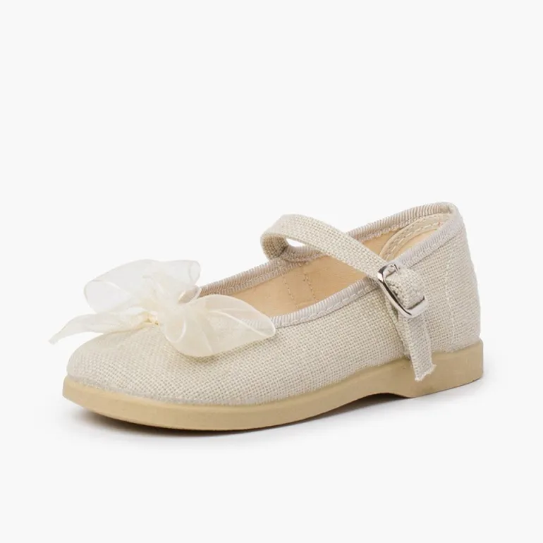 Menina Pisamonas Mercedita Linho Fivela Laco Organza
