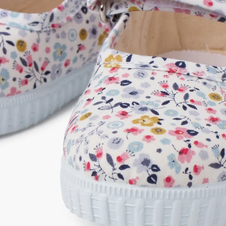 Menina Pisamonas Merceditas Estampado Flores Tira Aderente
