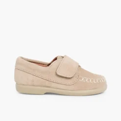 Menino Pisamonas Mocassins Camurca Com Tiras Aderentes