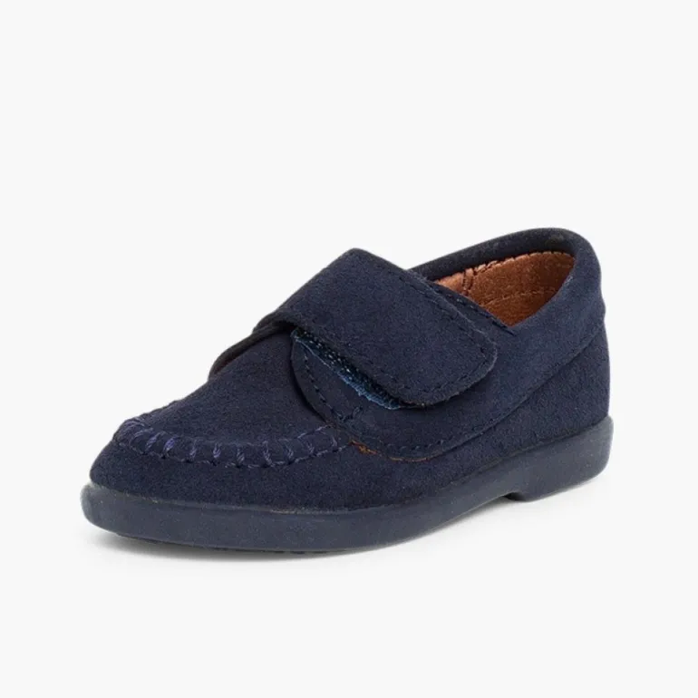 Menino Pisamonas Mocassins Camurca Com Tiras Aderentes