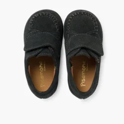 Menino Pisamonas Mocassins Camurca Com Tiras Aderentes