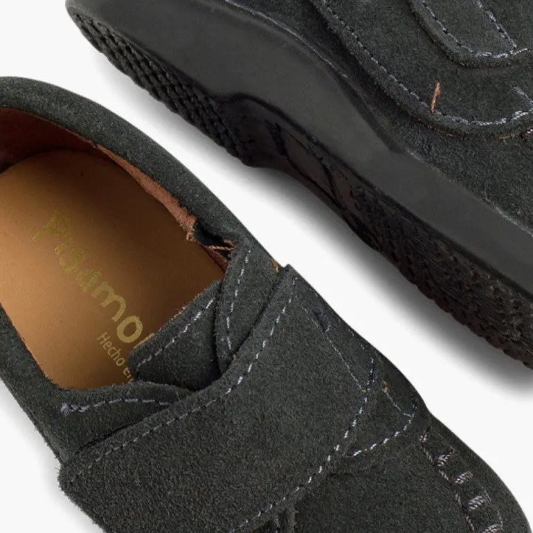 Menino Pisamonas Mocassins Camurca Com Tiras Aderentes