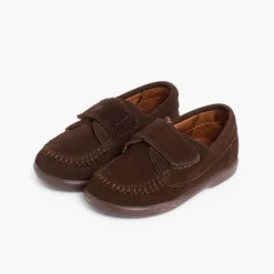 Menino Pisamonas Mocassins Camurca Com Tiras Aderentes