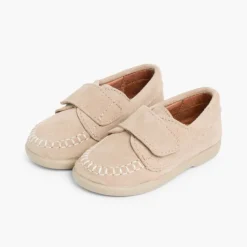 Menino Pisamonas Mocassins Camurca Com Tiras Aderentes
